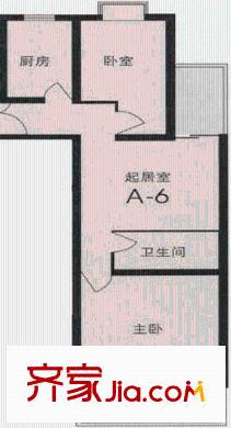 德胜世嘉户型图A-6型 2室1厅1卫1厨