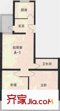 德胜世嘉户型图A-1型 2室1厅1卫1厨