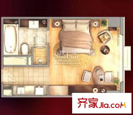 复地国际公寓户型图薇阁户型图 1室1卫1厨