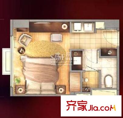 复地国际公寓户型图岚户型图 1室1卫1厨