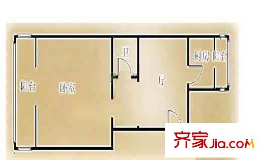 三庙大院户型图户型图 1室1厅1卫1厨