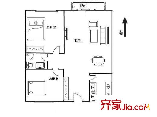 双井东院户型图户型图 2室1厅1卫1厨