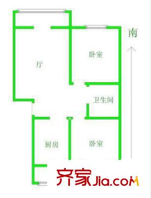 双井东院户型图户型图 2室1厅1卫1厨