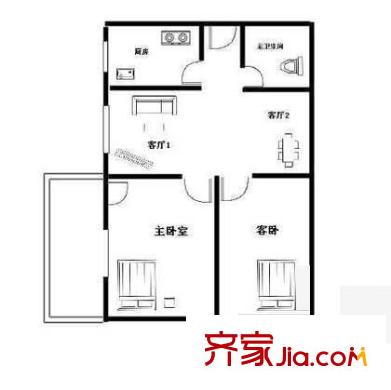 万寿路西街5号院户型图户型图 2室2厅1卫1厨