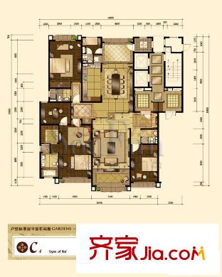 星河湾户型图C4户型 4室2厅4卫1厨