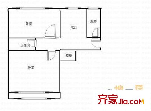 大山子南里户型图户型图 2室1厅1卫1厨