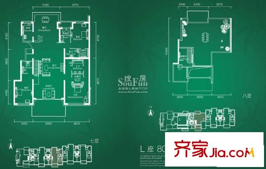 置地公馆户型图L803户型 3室2厅2卫1厨