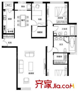 鑫德嘉园 4室 户型图