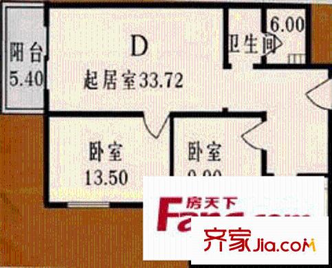 日月东华户型图户型图 2室1厅1卫1厨