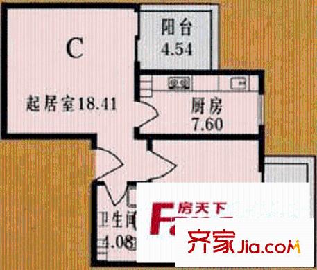 日月东华户型图户型图 1室1厅1卫1厨