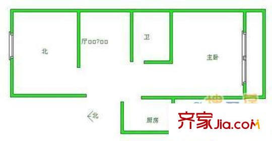 广安门小区户型图户型图 2室1厅1卫1厨