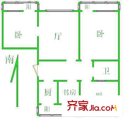 伯宁花园户型图户型图 3室1厅1卫1厨