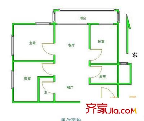 伯宁花园户型图户型图 3室2厅1卫1厨