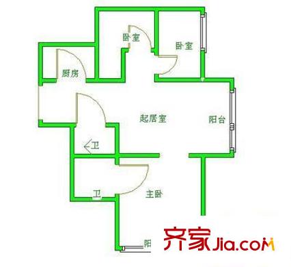 伯宁花园户型图户型图 3室1厅2卫1厨