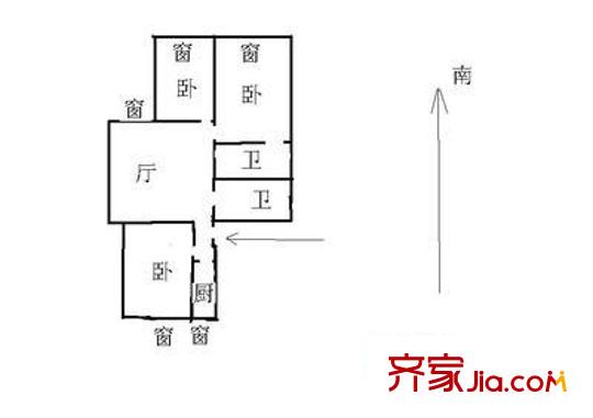双井东院户型图户型图 3室1厅2卫1厨