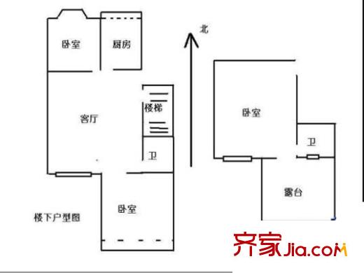 双井东院户型图户型图 3室1厅2卫1厨