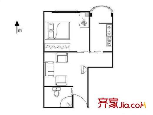 蓮花池東路24號(hào)院 1室 戶型圖