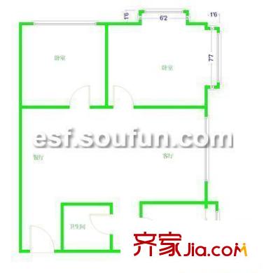 颐阳山水居户型图户型图 2室2厅1卫1厨