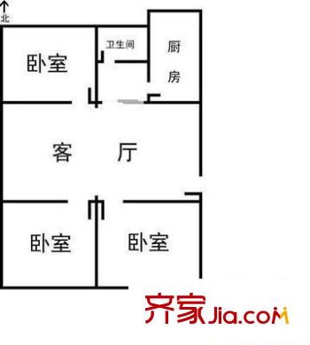 颐阳山水居户型图户型图 3室1厅1卫1厨