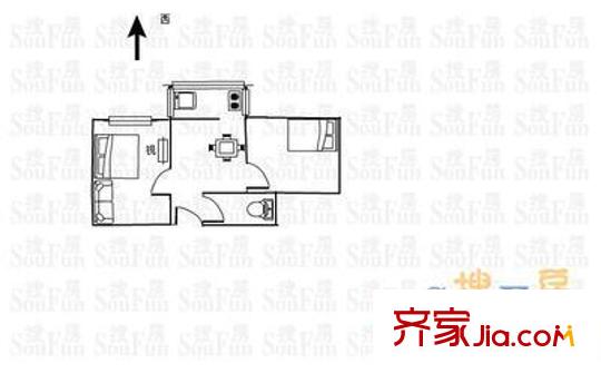 大山子南里户型图户型图 2室1厅1卫1厨
