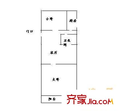 大山子南里户型图户型图 2室1厅1卫1厨