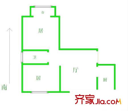 福溪家园户型图户型图 2室1厅1卫1厨