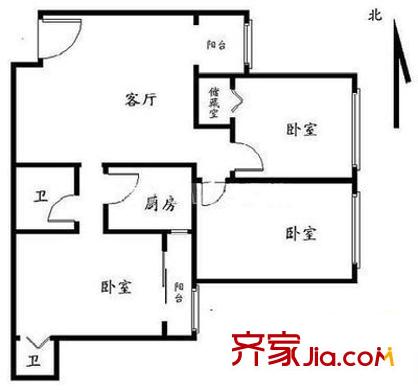 鑫德嘉园 3室 户型图