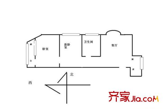 海户西里33号院 2室 户型图