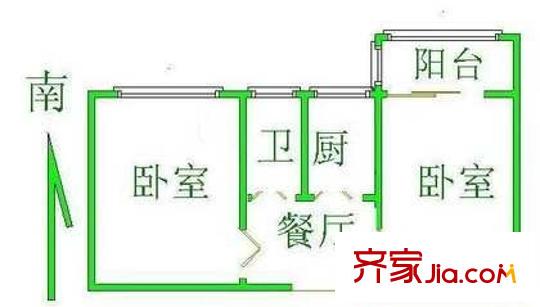 高家寨小区户型图户型图 2室1厅1卫1厨