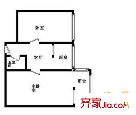 苗圃东里户型图户型图 2室1厅1卫1厨