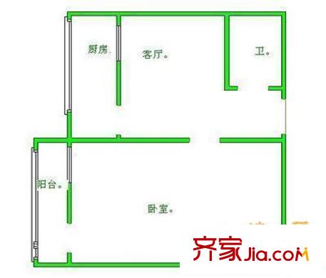 苗圃东里户型图户型图 1室1厅1卫1厨