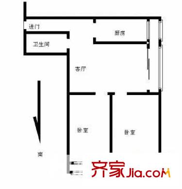 月坛西街东里 2室 户型图