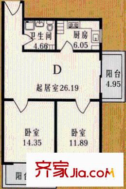 日月东华户型图户型图 2室1厅1卫1厨