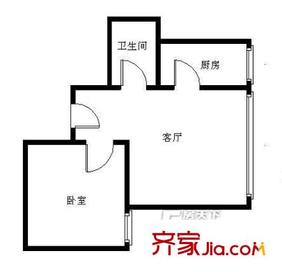 日月东华户型图1.2#02一居 1室1厅1卫1厨