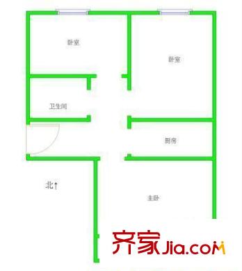 呼家楼北街户型图户型图 3室1厅1卫1厨