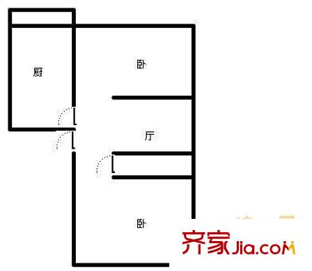 呼家楼北街户型图户型图 2室1厅1卫1厨