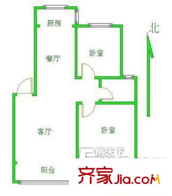 新海苑户型图户型图 2室1厅1卫1厨