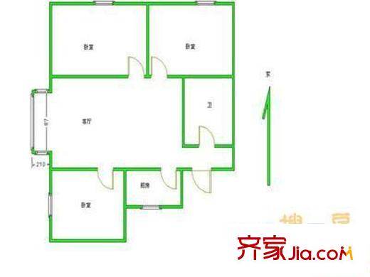 西便门内大街79号院户型图户型图 3室1厅1卫1厨