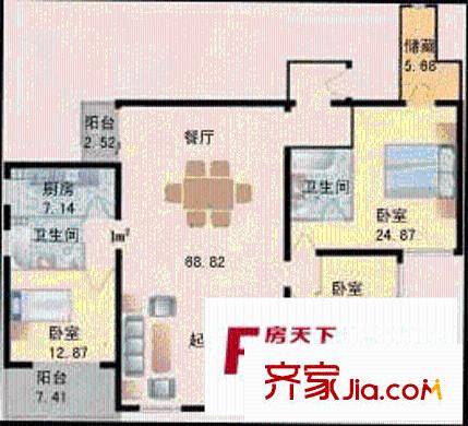 和祥苑户型图3室2厅2卫1厨