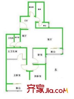 蓝色家族户型图户型图 3室2厅2卫1厨
