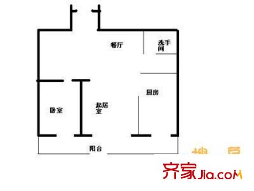 蓝色家族户型图户型图 1室1厅1卫1厨