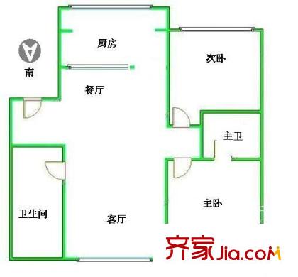 蓝色家族户型图2室 户型图 2室2厅2卫1厨