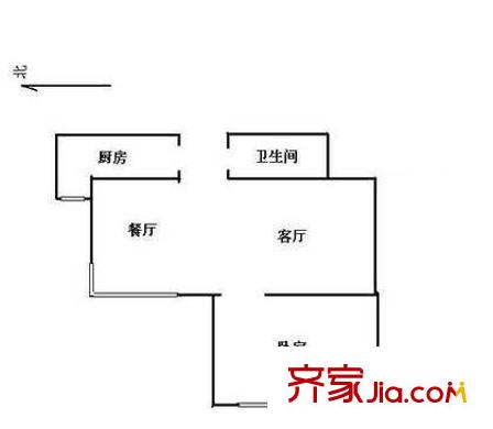 蓝色家族户型图户型图 1室2厅1卫1厨
