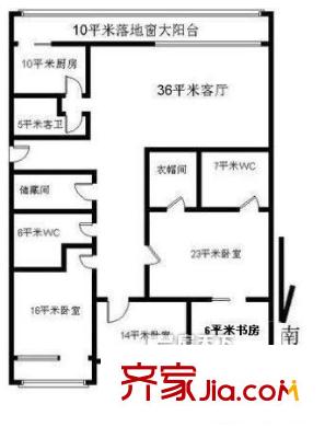 英特公寓户型图4居户型图 4室1厅2卫1厨