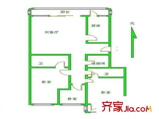 英特公寓 3室 户型图
