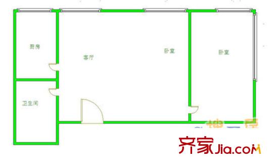 郝家湾小区户型图户型图 2室1厅1卫1厨
