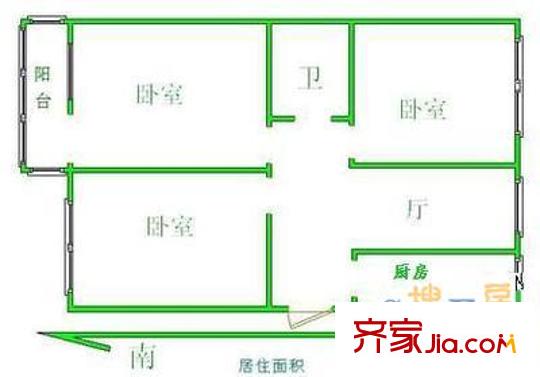 水碓子小区 3室 户型图