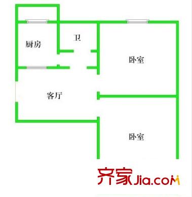 水碓子小区户型图户型图 2室1厅1卫1厨