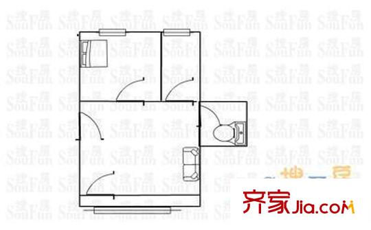 苗圃东里户型图户型图 1室1厅1卫1厨