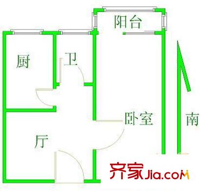 紫金数码户型图户型图 1室1厅1卫1厨
